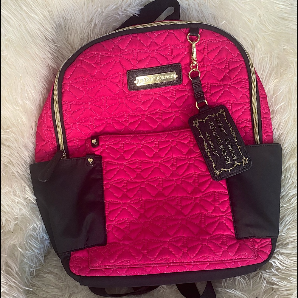 Fuschia Quilted Betsey Johnson Backpack